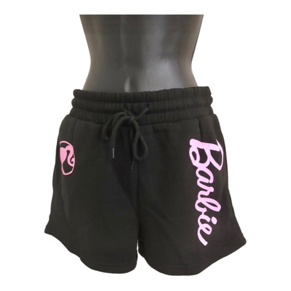 Barbie black pink graphic print drawstring waist sweats shorts size small new - Picture 3 of 10